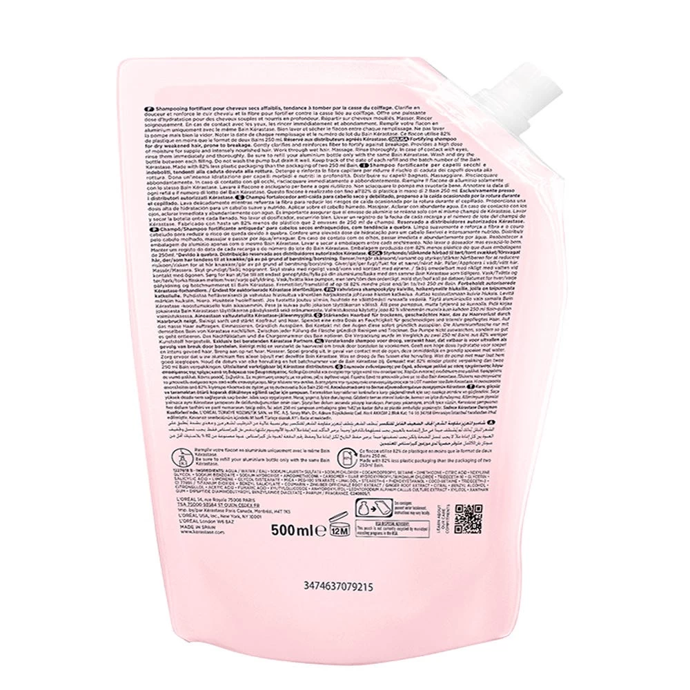 Kérastase Genesis Bain Nutri-Fortifant Refill Pouch 500 Ml + Alu-Flasche 3 Kérastase Genesis Bain Nutri-Fortifant Refill Pouch 500 Ml + Alu-Flasche – Bild 3